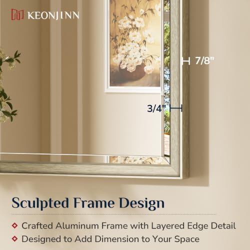 Keonjinn Brushed Nickel Bathroom Mirrors for Over Sink 20" x 30", Rectangle
