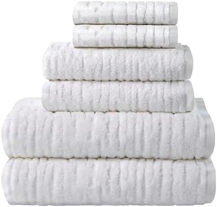 SKL Home CloudSoft Bath Towel Set, 6-Piece, 100% Cotton Luxury, White