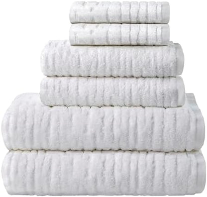 SKL Home CloudSoft Bath Towel Set, 6-Piece, 100% Cotton Luxury, White