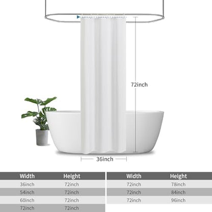 Waterproof Fabric Shower Curtain,No Liner Needed,36x72,White