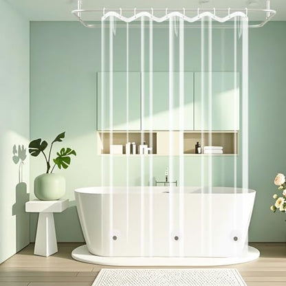 Seenus Waterproof Clear Shower Curtain Liner with 3 Large Magnets, 60 x 72 inch Bpa-Free PEVA 8G Plastic Shower Liner Weighted, Transparent Bathroom Shower Curtain for Walk-in