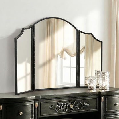 Besdomus Black Scalloped Vanity Mirror: 36"x24" Three Sided Dresser Miror