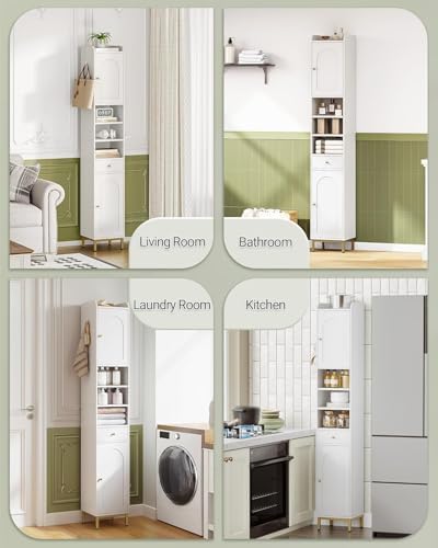 Hzuaneri Tall Bathroom Cabinet with Adjustable Shelves, Storage Cabinet