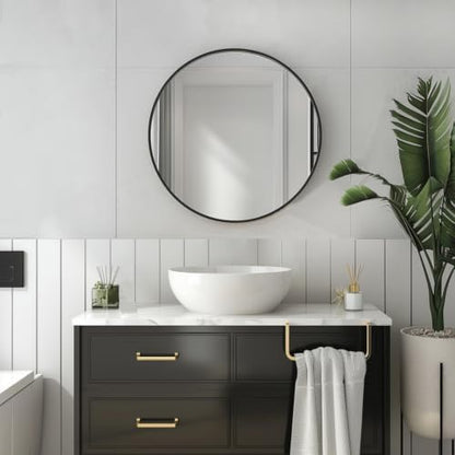 Sunniry Circle Mirror 20 inch, Black Round Mirror, Matte Black Metal Frame