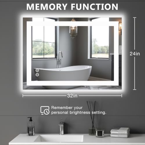 DUMOS 24.1"x32.1" LED Bathroom Mirror, Bathroom Vanity Mirror