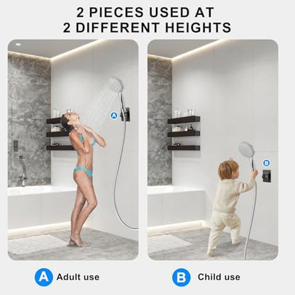 MAYYAYA Shower Head Holder, Black Adhesive Wall Mounted, Adjustable Angle