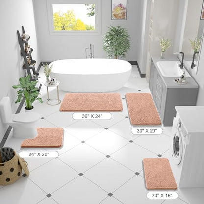 OLANLY Bathroom Runner Rugs 59x24, Extra Soft Absorbent Chenille Bath Rugs