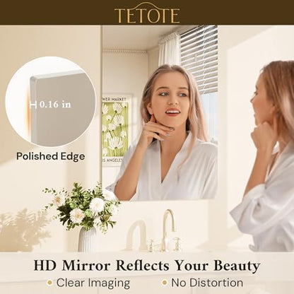 TETOTE 48" x 36" Frameless Bathroom Mirrors for Over Sink Wall-Mounted Vanity Mirror for Bedroom, Living Room, Entryway, Gym, Horizontal/Vertical