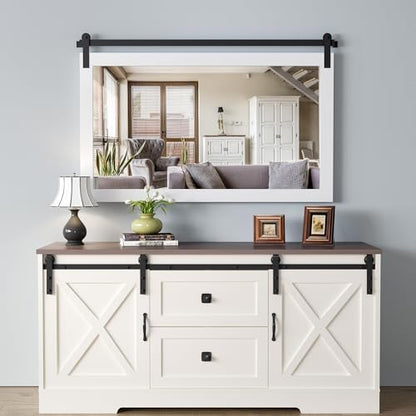 COGOOD Farmhouse Bathroom Mirrors for Over Sink - 30 x 49 Pure White