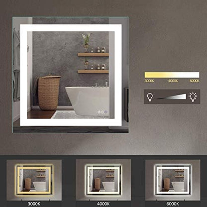 Amorho LED Bathroom Mirror 36"X36" with Front Light and Backlit