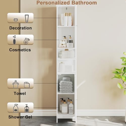 ChooChoo Narrow Bathroom Storage Cabinet with Light, Space Saving