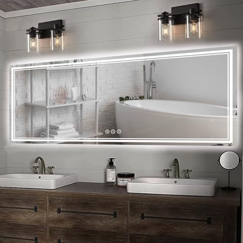 Ratsamee 84"x40" LED Bathroom Mirror with Lights, Backlit + Front Lit