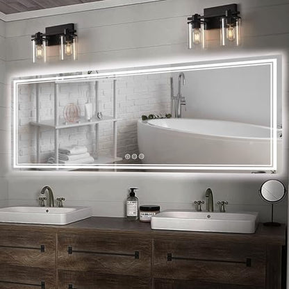 Ratsamee 84"x40" LED Bathroom Mirror with Lights, Backlit + Front Lit