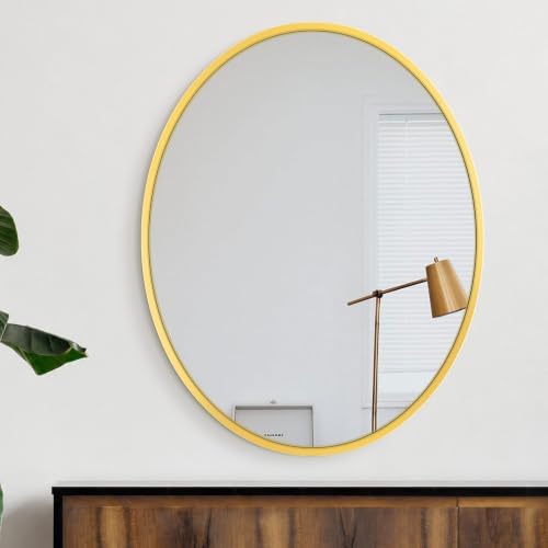 Delma 28x22 Gold Oval Bathroom Mirror for Over Sink, Aluminum Frame