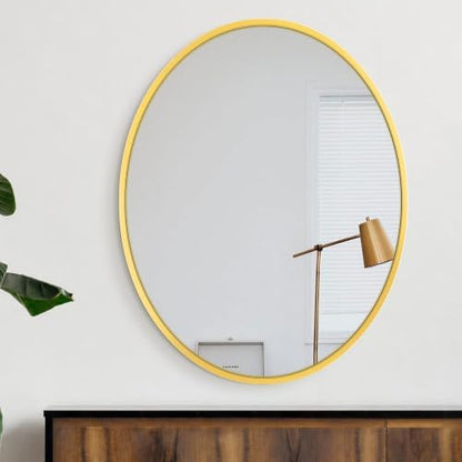 Delma 28x22 Gold Oval Bathroom Mirror for Over Sink, Aluminum Frame