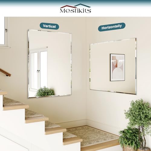 36"x48" Frameless Bathroom Mirror, Beveled Bathroom Vanity Mirror