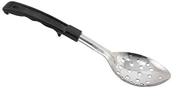 Winco Prime Stainless Steel Basting Spoon with Stop Hook Handle, NSF, Perforated, 11"