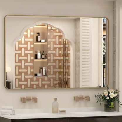55x36 Inch Gold Framed Bathroom Mirror