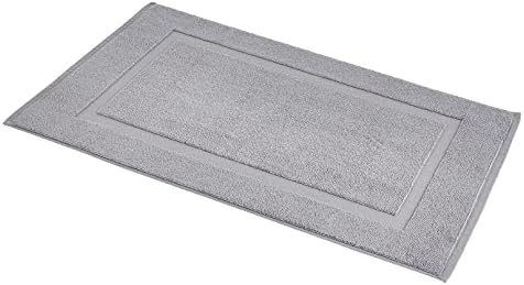 Amazon Basics Banded Bathroom Bath Rug Mat, Machine Washable, 100% Cotton, 31" x 20", Powder Gray