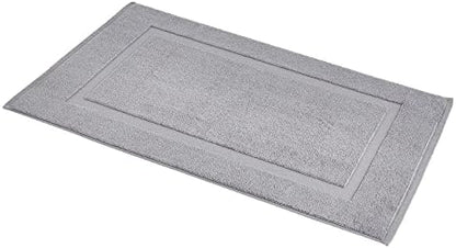 Amazon Basics Banded Bathroom Bath Rug Mat, Machine Washable, 100% Cotton, 31" x 20", Powder Gray