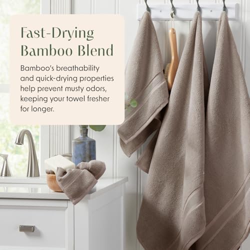 Springtree Home Luxury Bamboo Rayon Plush Bath Towel Set | 4-Pack | Brown