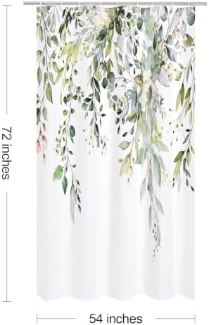 Gibelle Sage Green Eucalyptus Shower Curtain, Floral Print, 54x72
