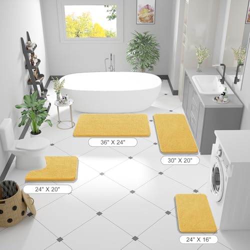 OLANLY Bathroom Runner Rugs 47x20, Extra Soft Absorbent Chenille Bath Rugs