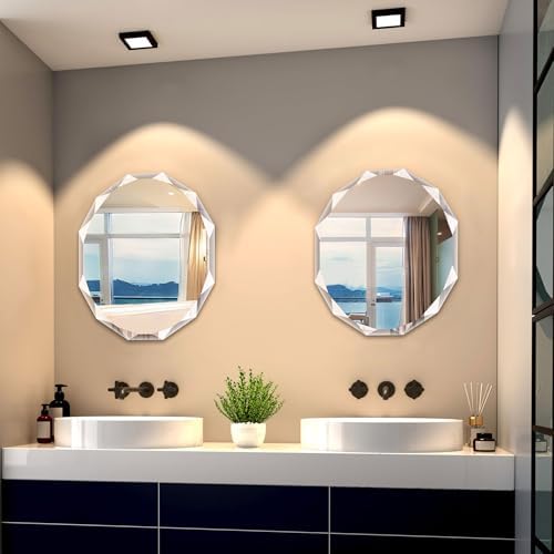 23.5x27.5 Inch Bathroom Mirrors for Over Sink, Round Frameless Mirror