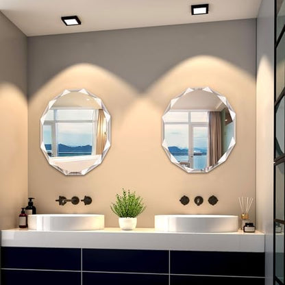 23.5x27.5 Inch Bathroom Mirrors for Over Sink, Round Frameless Mirror