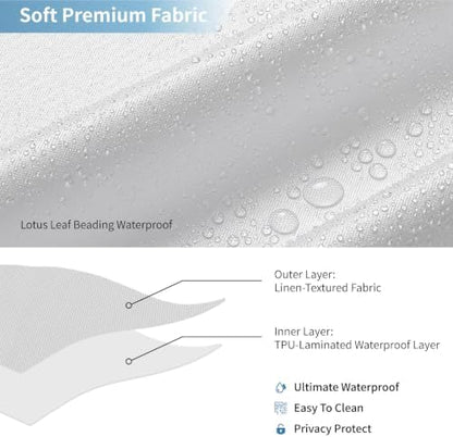 Extra Long Fabric Shower Curtain,No Liner Needed,72"x96",White