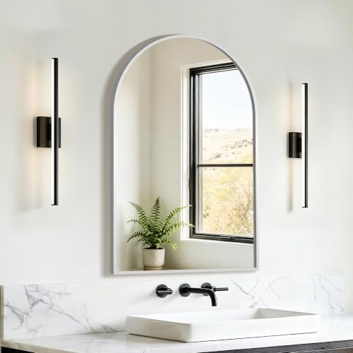 FICTOR 20" x 30" Arched Bathroom Vanity Mirror for Over Sink, Silver