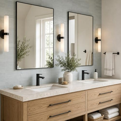2-Pack 24"x36" Matte Black Framed Bathroom Vanity Wall Mirrors