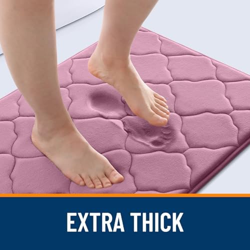 OLANLY Memory Foam Bath Mat Rug 30X20, Ultra Soft Bathroom Rugs, Mauve