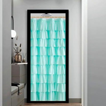 Teal Ruffle Shower Curtain for Bathroom, 36 x 72 Inch, 1 Panel
