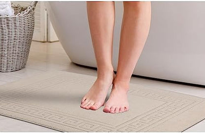 Superior Heavyweight Cotton Bath Mats, Bath Rugs For Bathroom Accessories, Washable Rug For Shower, Bath, Toilet, Modern Decor, No Backing, Luxury Hotel And Spa Quality, Set of 2, 22" x 35", Ivory