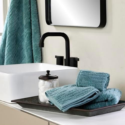 SKL Home CloudSoft Hand Towel Set, 2-Piece, 100% Cotton Luxury, Teal