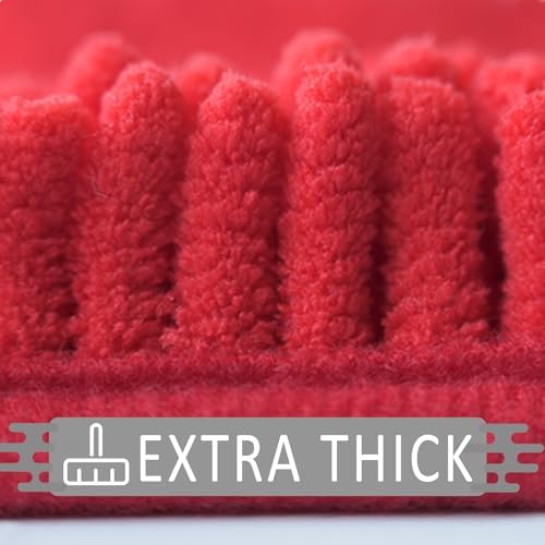 Bathroom Rugs Sets 2 Piece,Super Absorbent Soft,Thick,Machine Washable Chenille Bath Mat,Non Slip Toilet Floor Rug,Bath Mats for Bathroom,16x24 Plus 20x32 Shape,Red