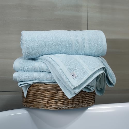 Tens Towels 4 Piece Bath Towels 27x54 Inches, Sky Blue