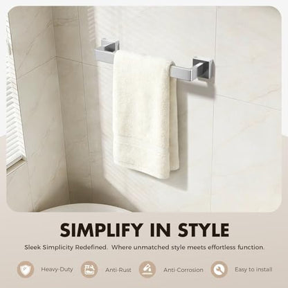5-Pieces Brushed Nickel Bathroom Accessories Set, 16 Inch Towel Bar Set