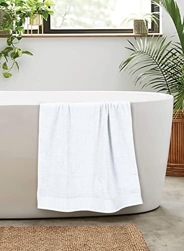 GLAMBURG 100% Cotton 2 Pack Oversized Bath Towel Set 28x55 Inches, Ultra Soft Highly Absorbant Compact Quickdry & Lightweight Large Bath Towels, Ideal for Gym Travel Camp Pool - White
