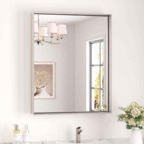 Keonjinn 24x30 Inch Brushed Nickel Bathroom Mirror for Over Sink, Rectangle