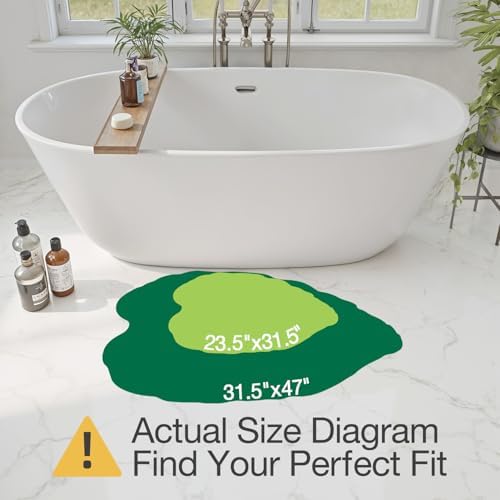 LUMI Bathroom Rug Green Leaf, Absorbent Non Slip Bath Mat, 31.5"x47"