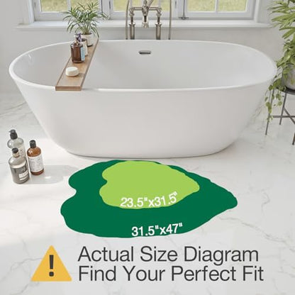 LUMI Bathroom Rug Green Leaf, Absorbent Non Slip Bath Mat, 31.5"x47"