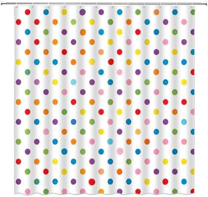 Polka Dot Shower Curtain Colorful Retro Cute Spot Vintage Fabric Decorative Bathroom Curtains with Hooks,67" Wx70 H