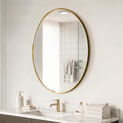 Oval Bathroom Mirror for Wall, 24"x32" Gold Bathroom Vanity Mirror