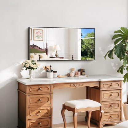 COFENY Black Bathroom Mirror for Wall, 20x40 Inch Rectangle Mirror with Metal Frame, Modern Vanity Mirrors for Bathroom Living Room, Entryway Hangs Horizontal or Vertical