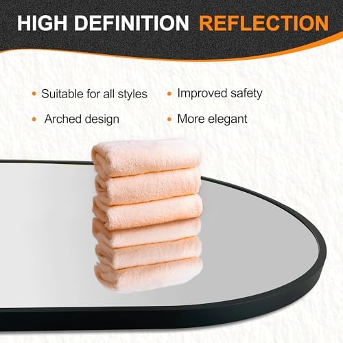 Delma 36x24 Black Oval Bathroom Mirror for Over Sink, Aluminum Frame