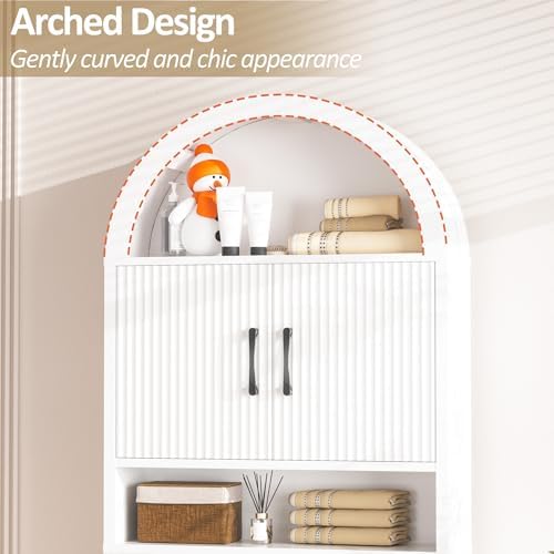 Spurgehom Arch Over The Toilet Storage Cabinet,Bathroom Organizer, White