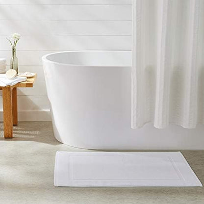 Amazon Basics Premium 100% Cotton Absorbent Soft Bath Mat, Machine Washable, 684 GSM, 20" x 30", White, Hotel Spa Bathmats, 6-Pack (Previously AmazonCommercial)