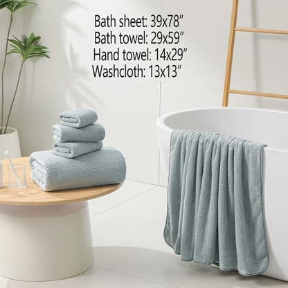 YTYC 39x78 Bath Sheets,Towels for Bathroom,Grey,2-Pieces
